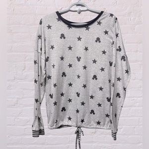 Disney Lounge Gray Mickey Mouse and stars print Long Sleeve Sweatshirt M